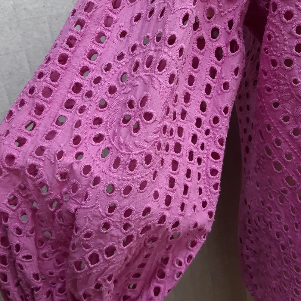 Chico's Magenta Open Eyelet Blouse - Picture 5 of 7